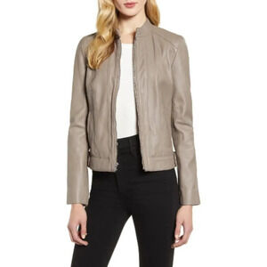 Cole Haan Women's Band Collar Leather Moto Jacket Size XS